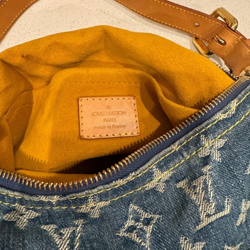 Louis Vuitton Monogram Denim Shoulder Bag with Tan Accents - Picture 2 of 3